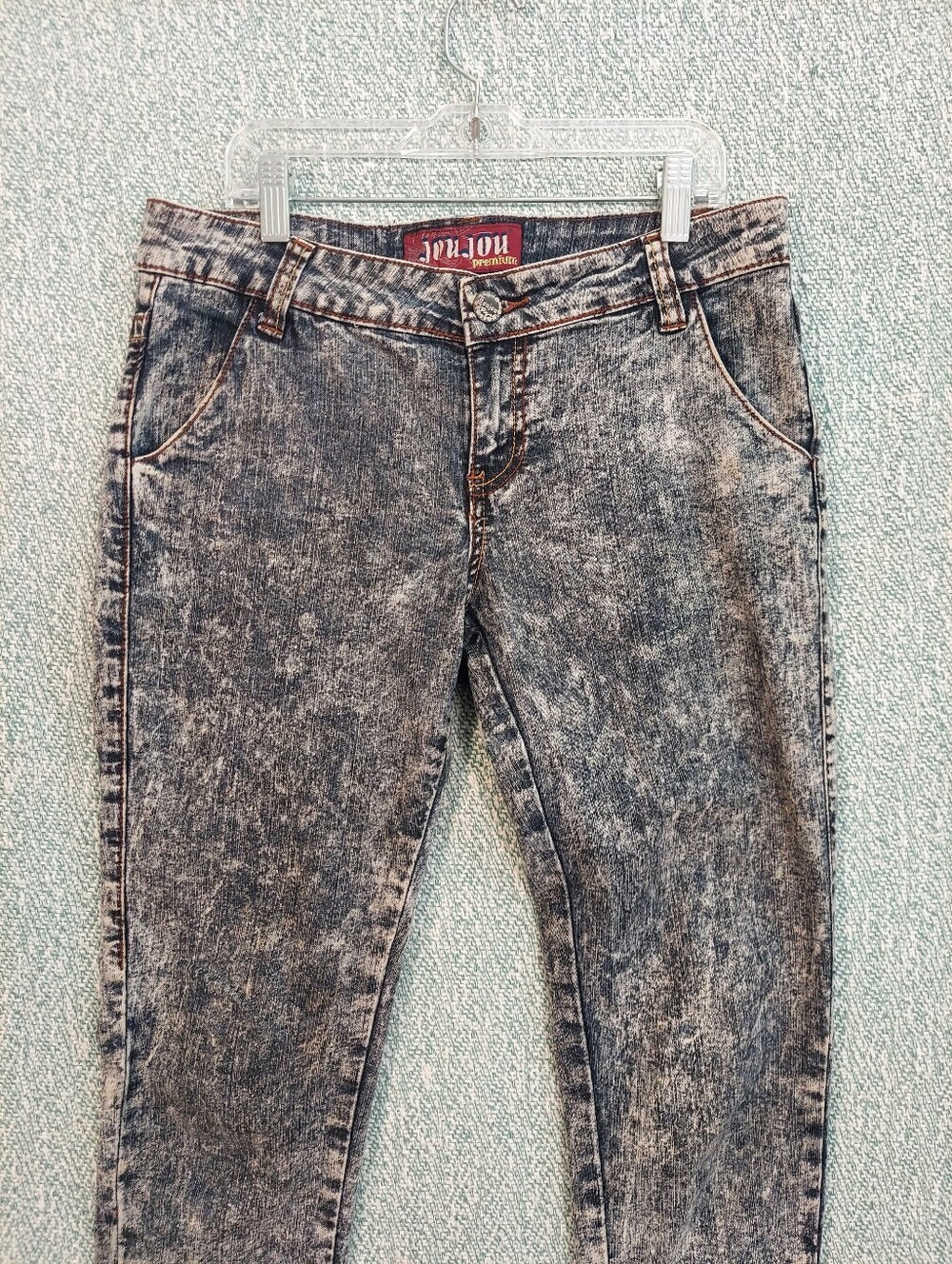 Jou Jou Women's Skinny Acid-Wash Black/Grey Jeans